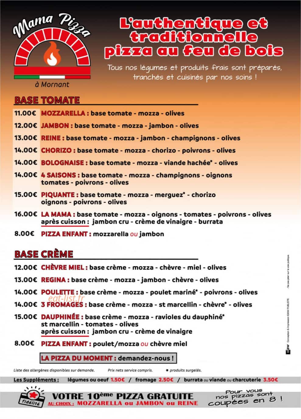 Mama pizza — carte page 1