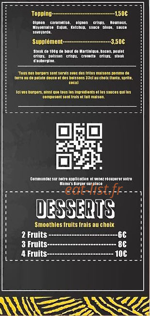 Mama’S Burger — carte page 3