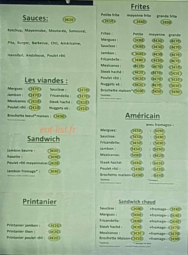 Manu frites — carte page 1