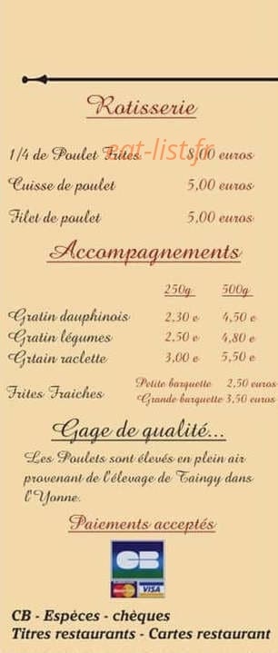 Marine's Poulet — carte page 1