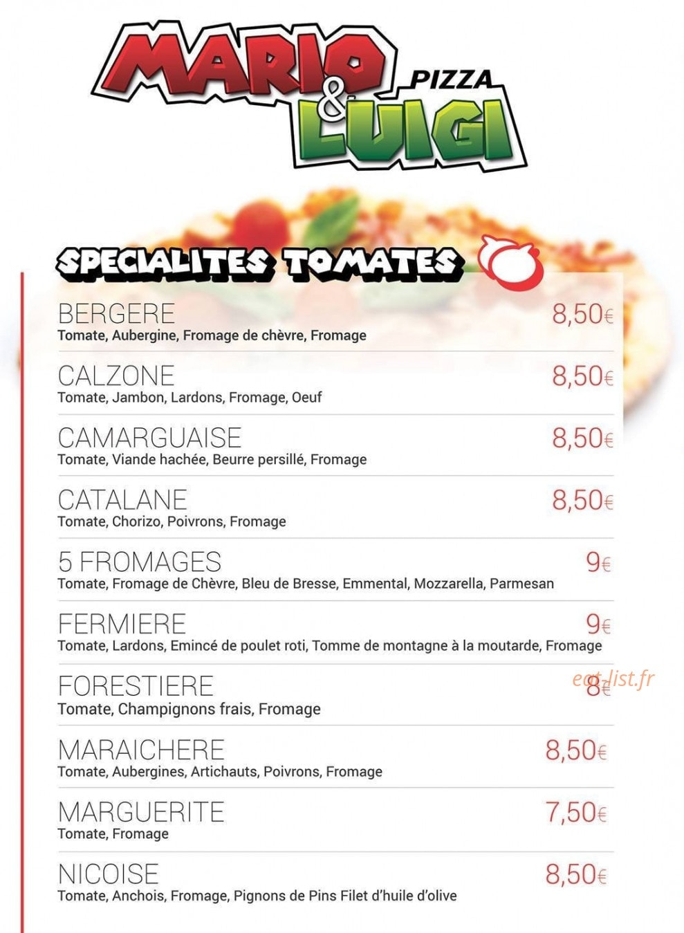 Mario & Luigi Pizza — carte page 1