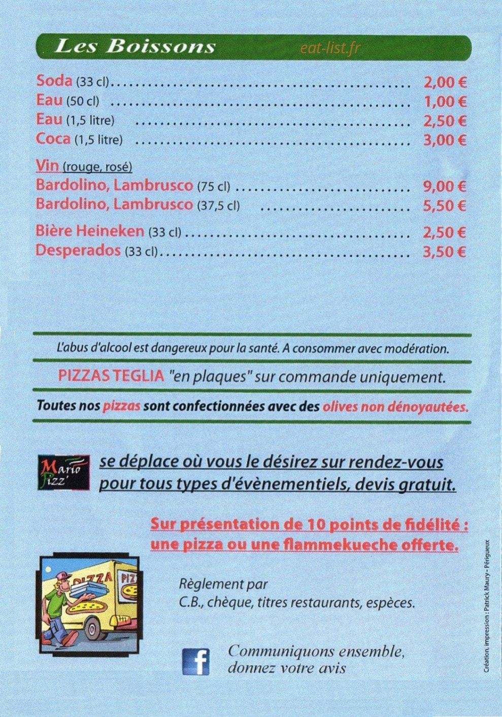 Mario Pizz' — carte page 4