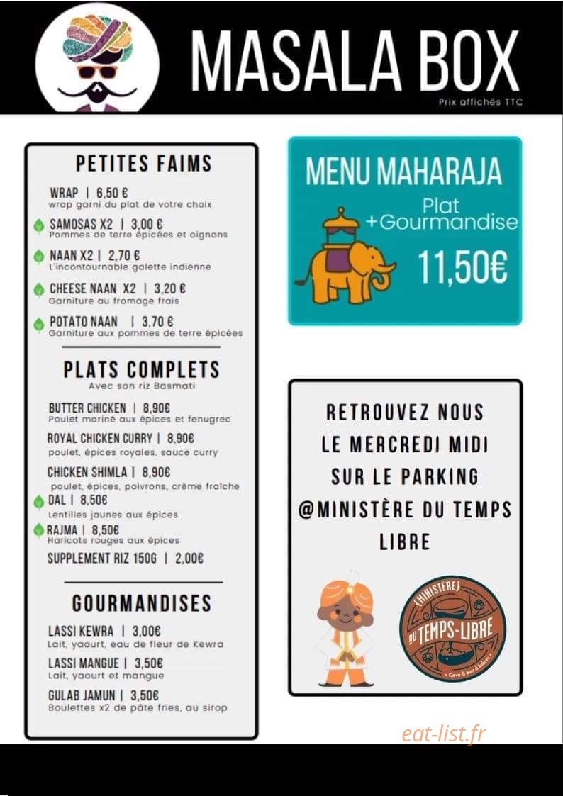 Masala Box — carte page 1