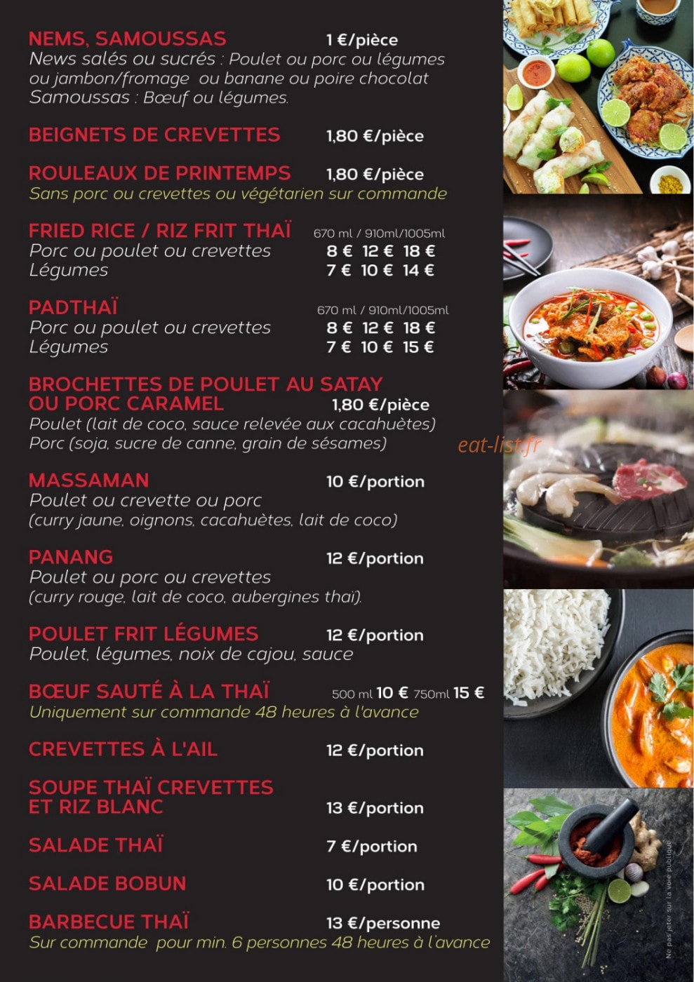 May Thai Food — carte page 2