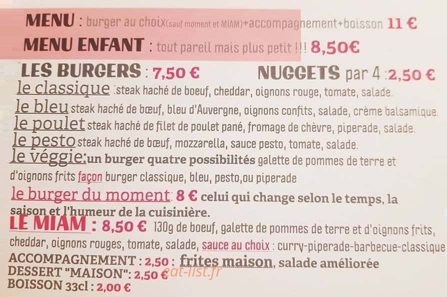 Medocan's burger — carte page 1