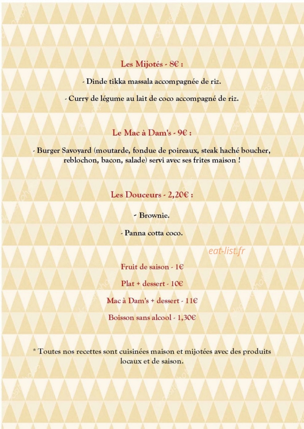 Messieurs Dam's — carte page 1