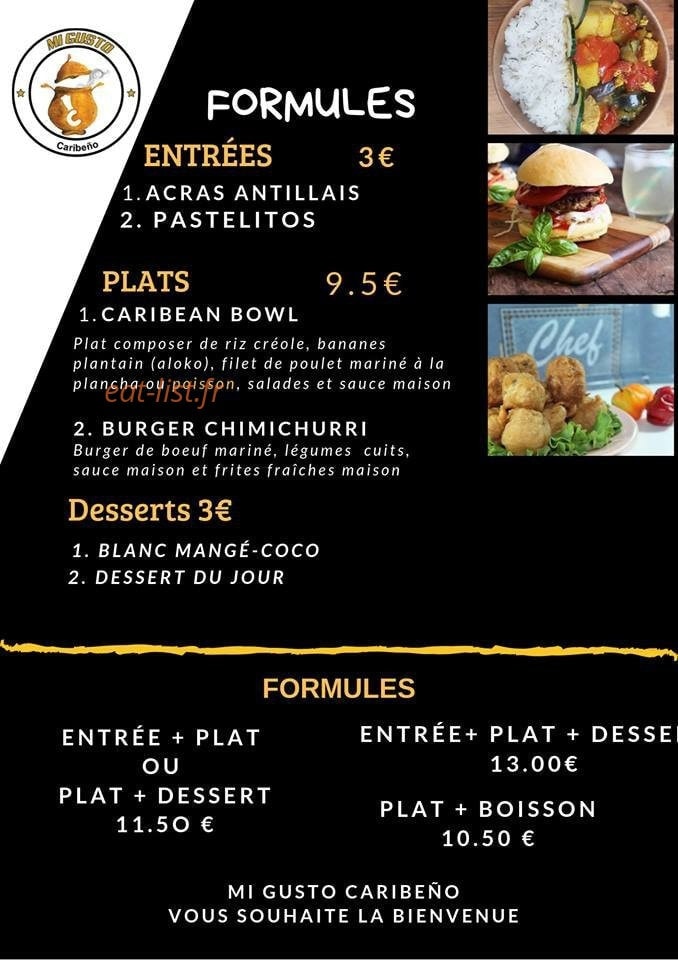 Mi gusto Caribeño — carte page 1