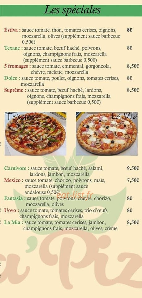 Mia'Pizza — carte page 2