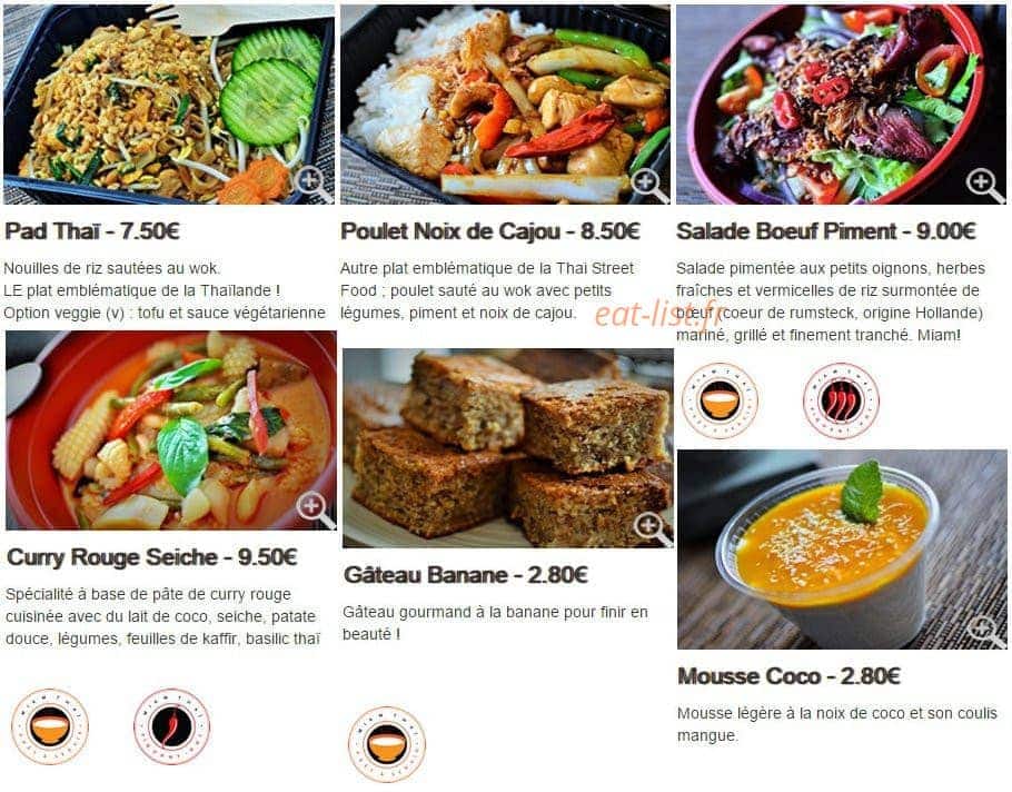 Miam Thaï — carte page 2