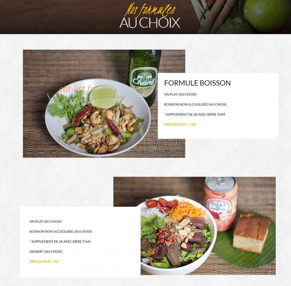Miam Thaï — carte page 2