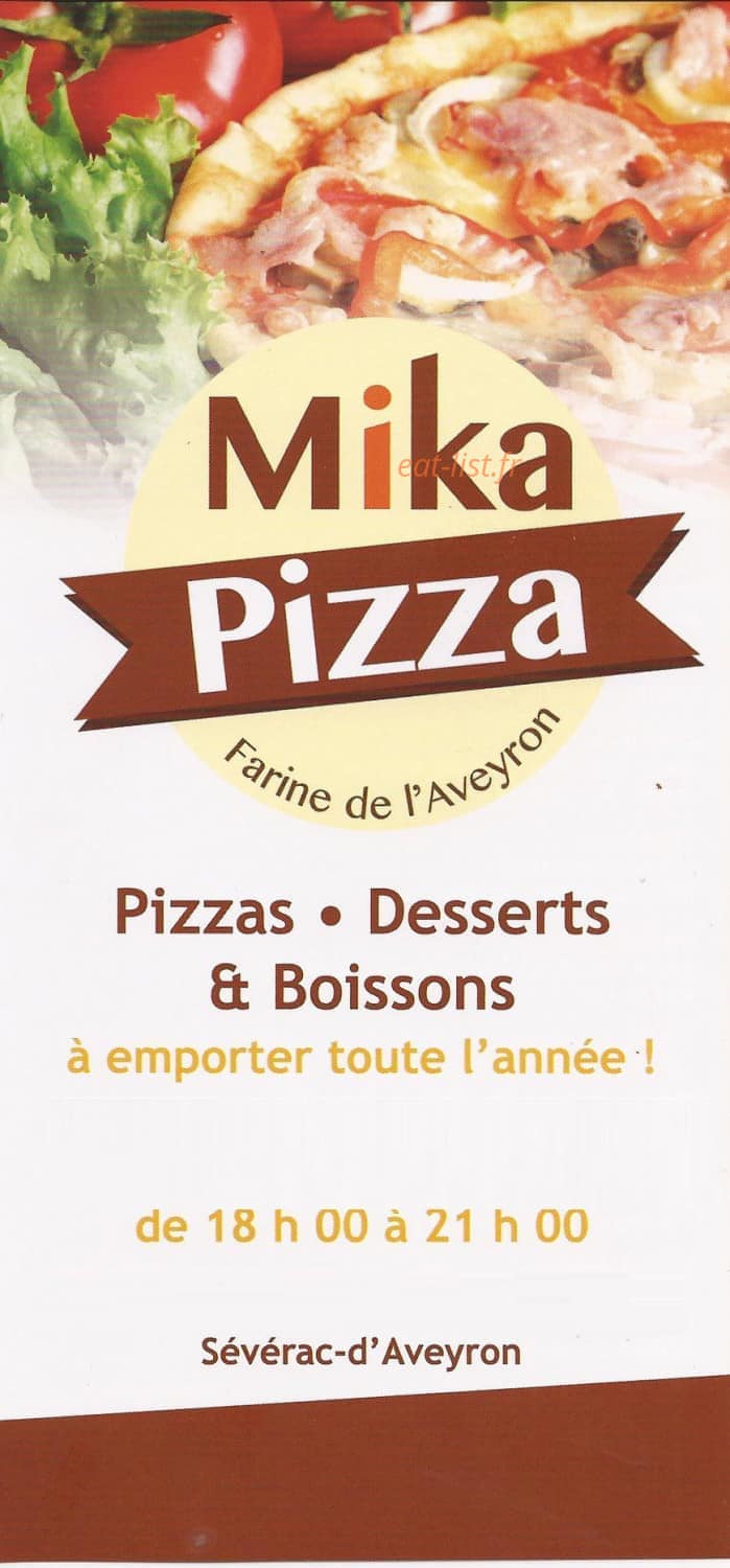Mika Pizza — carte page 1