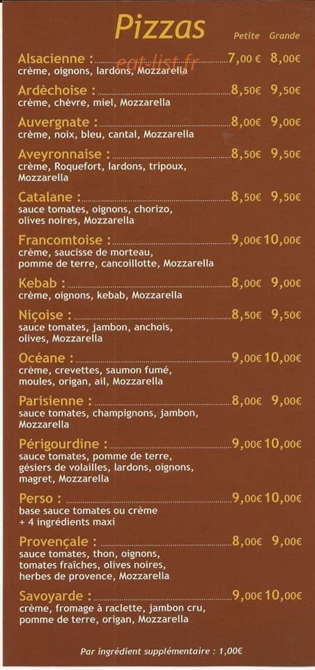 Mika Pizza — carte page 2