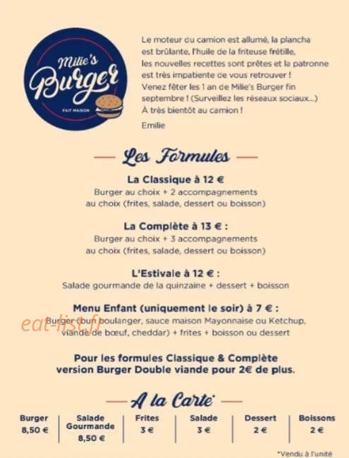 Milie's burger — carte page 2