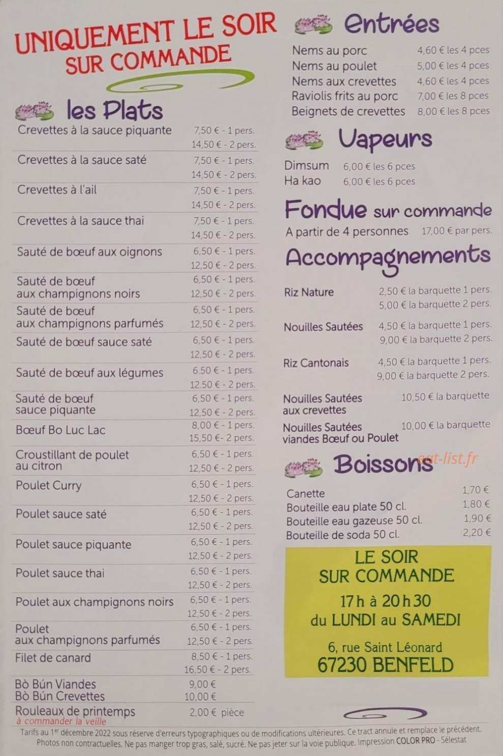 Minh-Saveurs — carte page 2