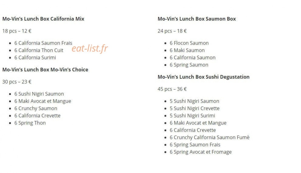 Mo-Vin's — carte page 1