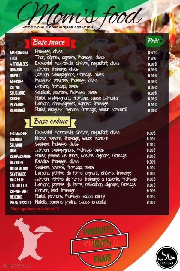 Mom's Food — carte page 1