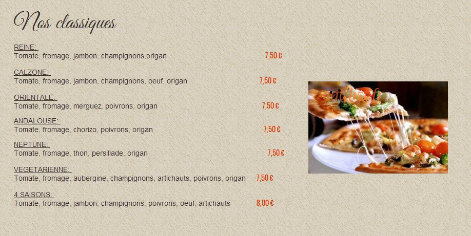 Momo pizza — carte page 2