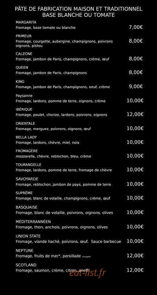 Mon Camion Pizza — carte page 1
