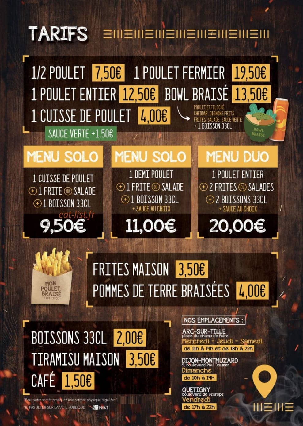 Mon Poulet Braisé — carte page 2
