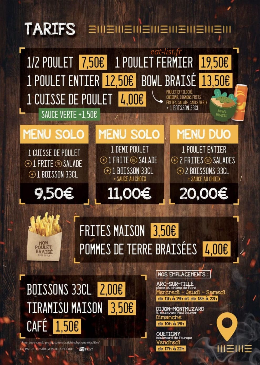 Mon Poulet Braisé — carte page 2
