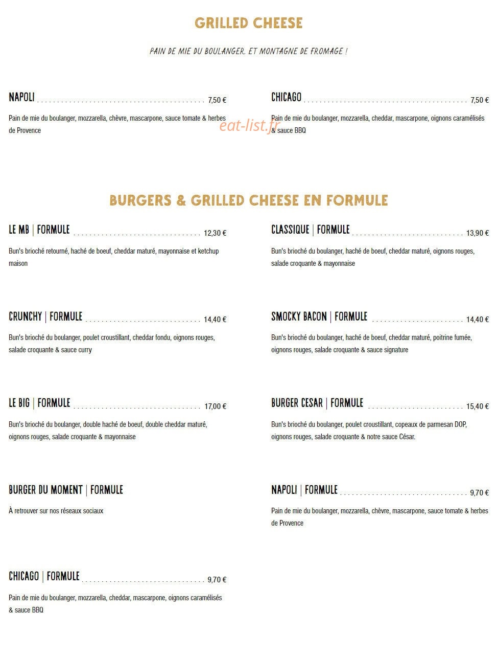 Mother Burger — carte page 3