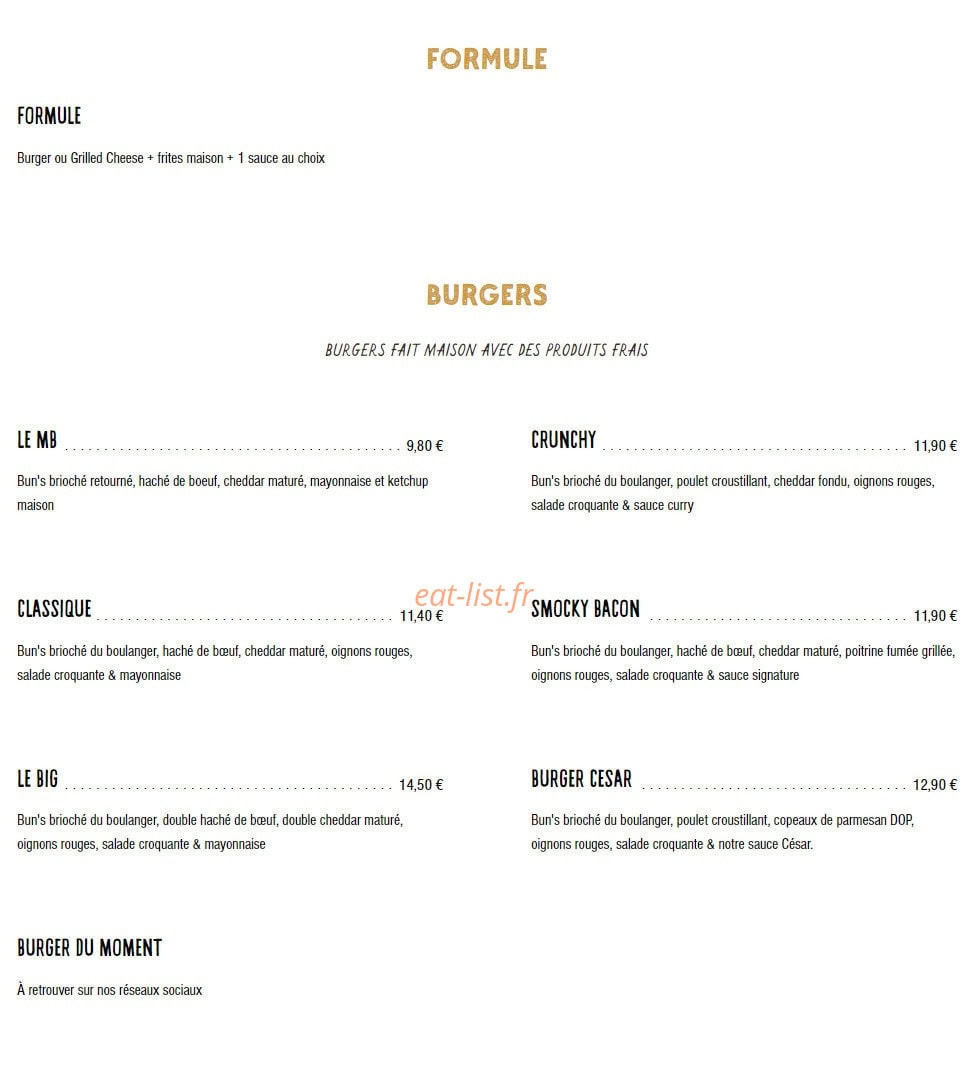 Mother Burger — carte page 2
