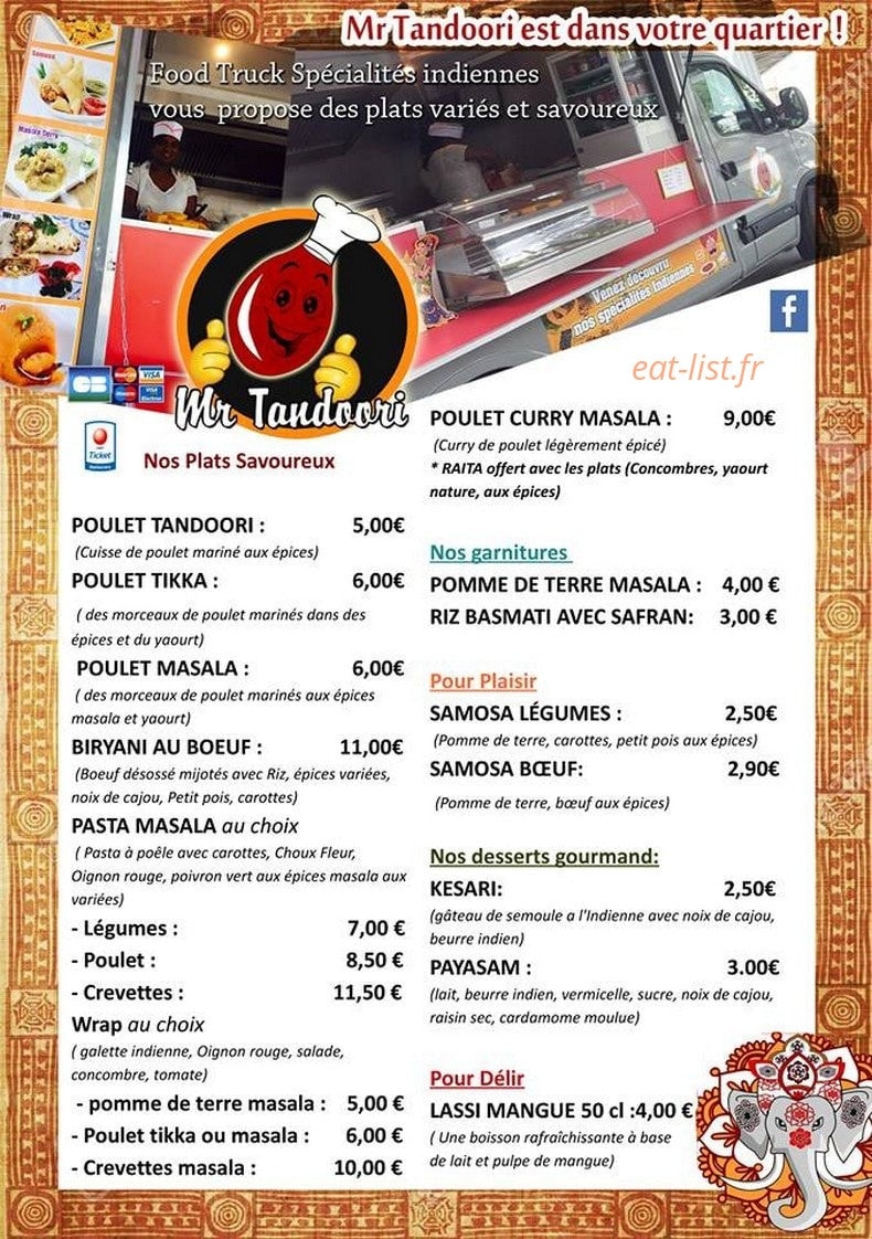 Mr Tandoori — carte page 1