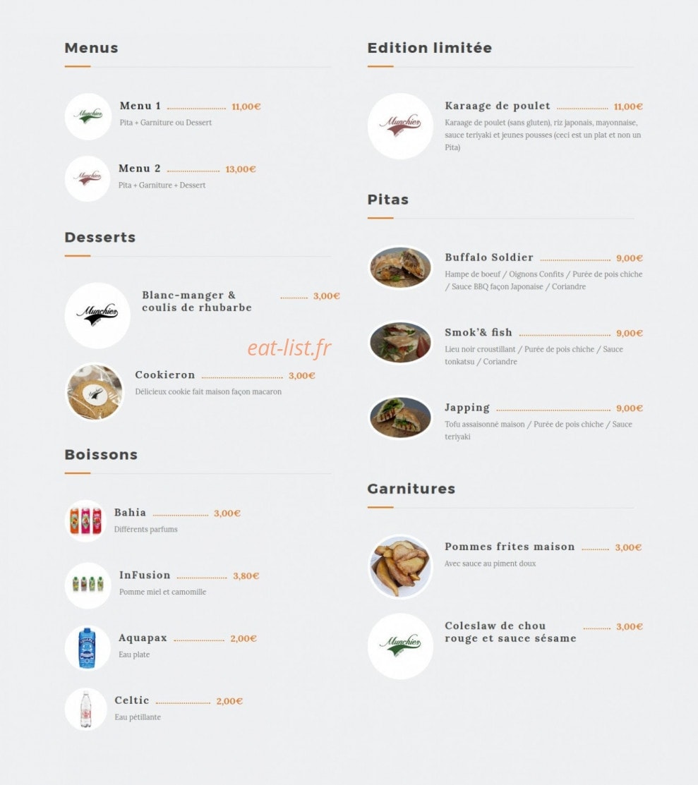 Munchies — carte page 1