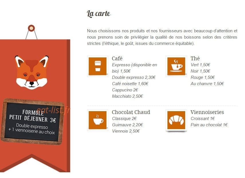 My coffee Shop Goupil — carte page 1