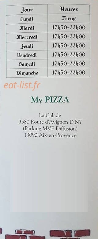 My Pizza — carte page 5