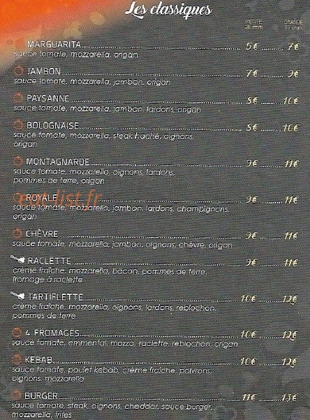 My Pizza — carte page 1
