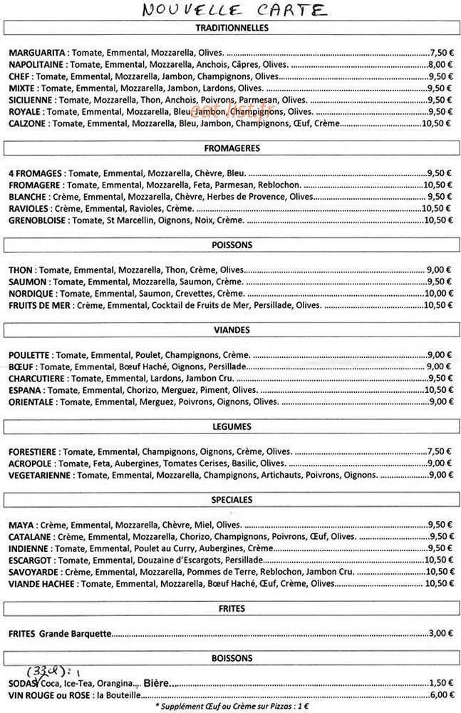 Mythic Pizza — carte page 1