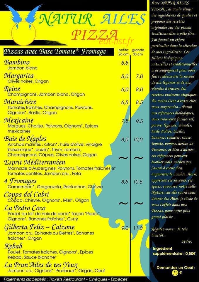 Narut Ailes Pizza — carte page 1