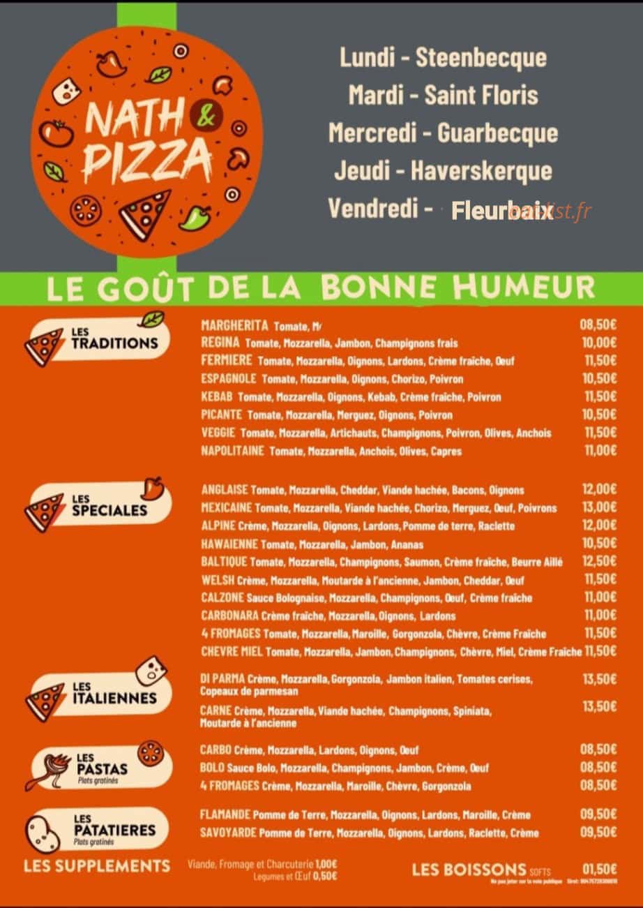 Nath&pizza — carte page 1
