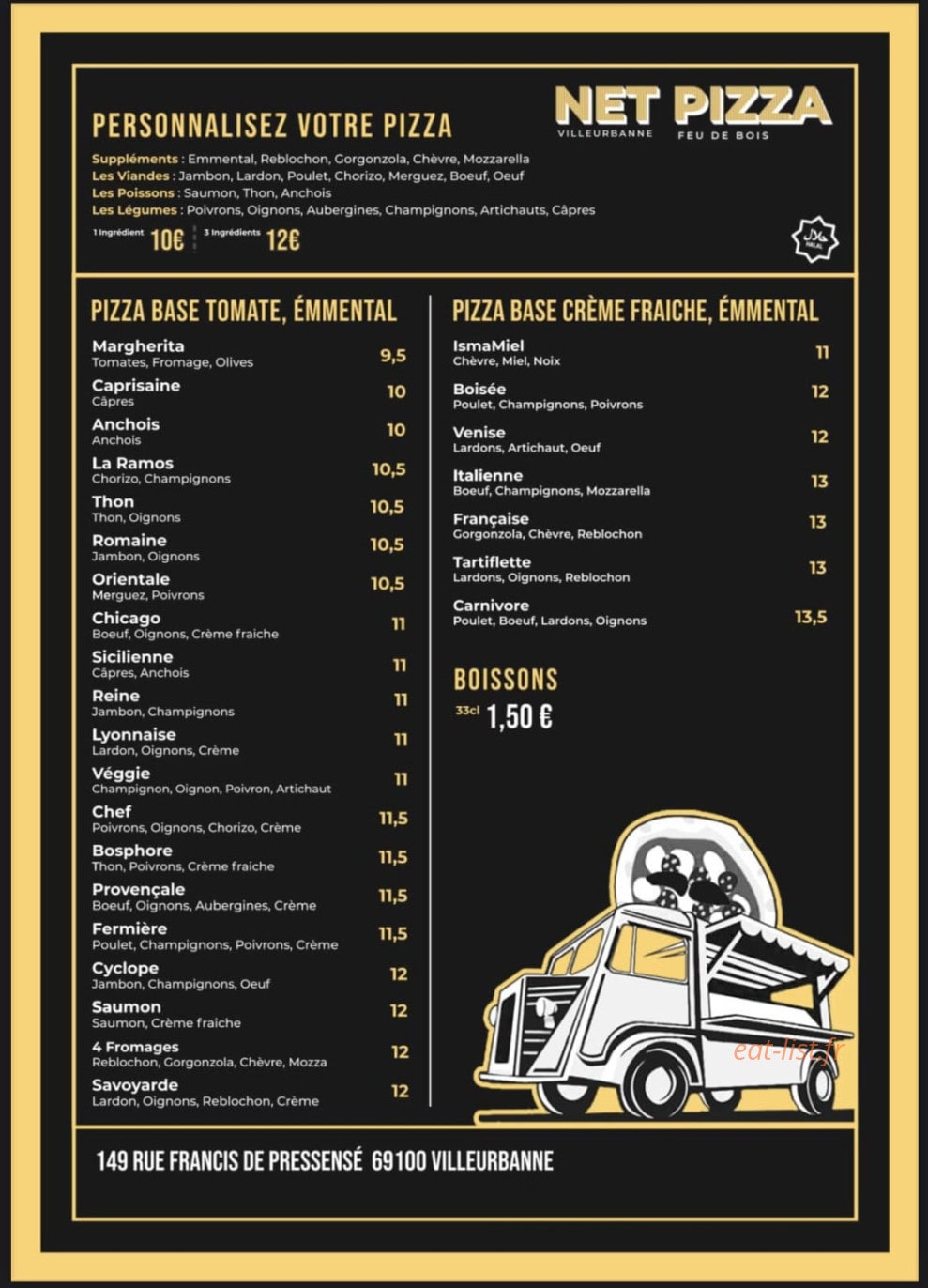 Net Pizza — carte page 1