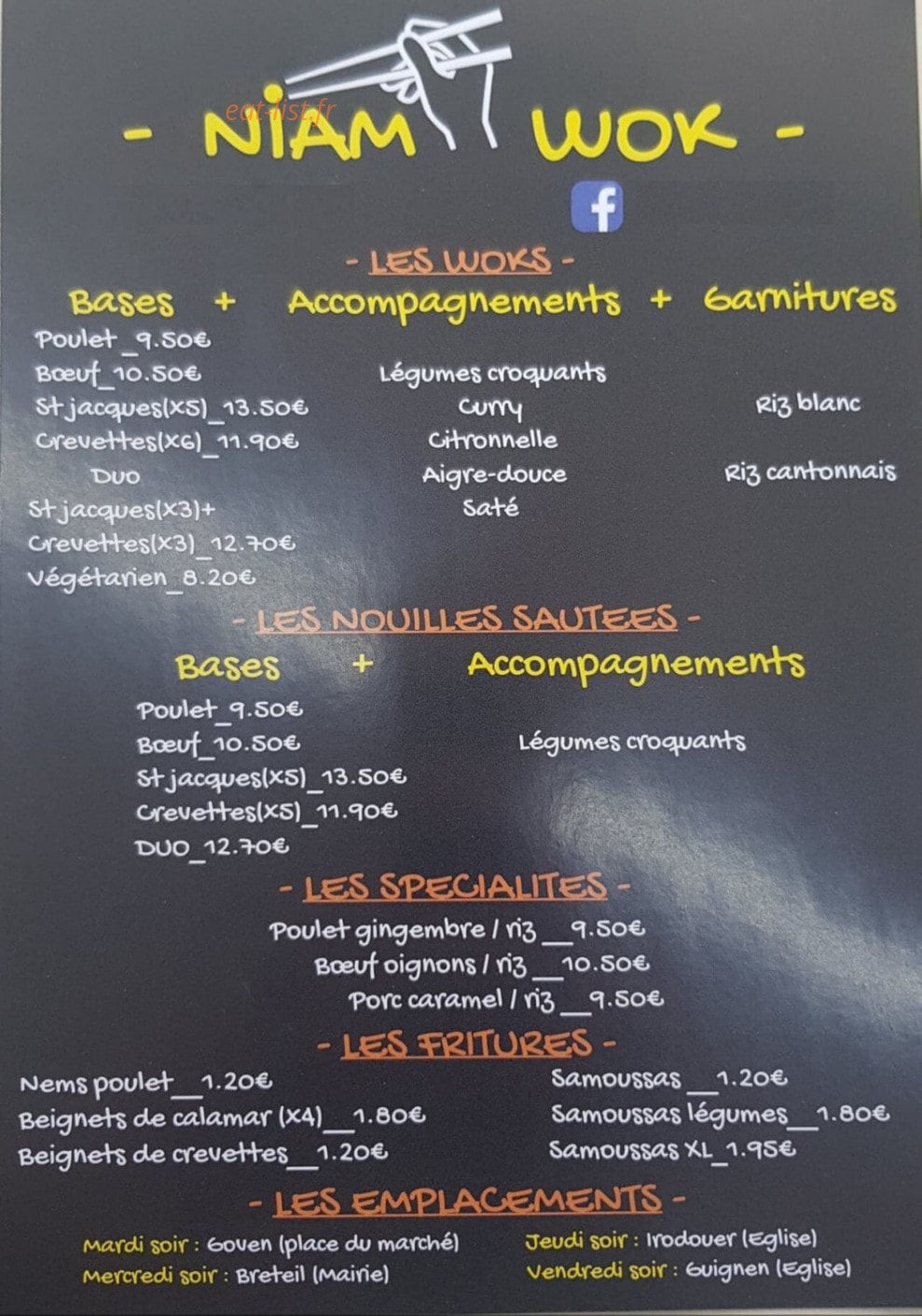 Niam wok — carte page 1