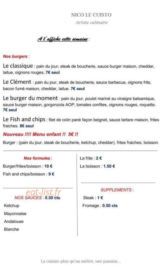 Nico le Cuisto — carte page 1