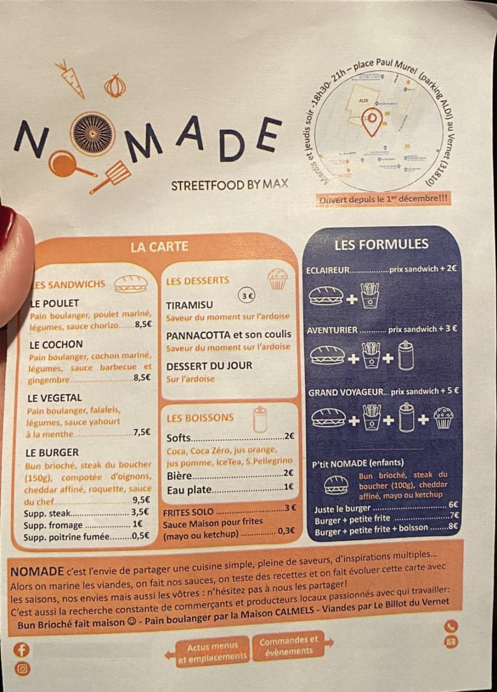 Nomade Streetfood by Max — carte page 1