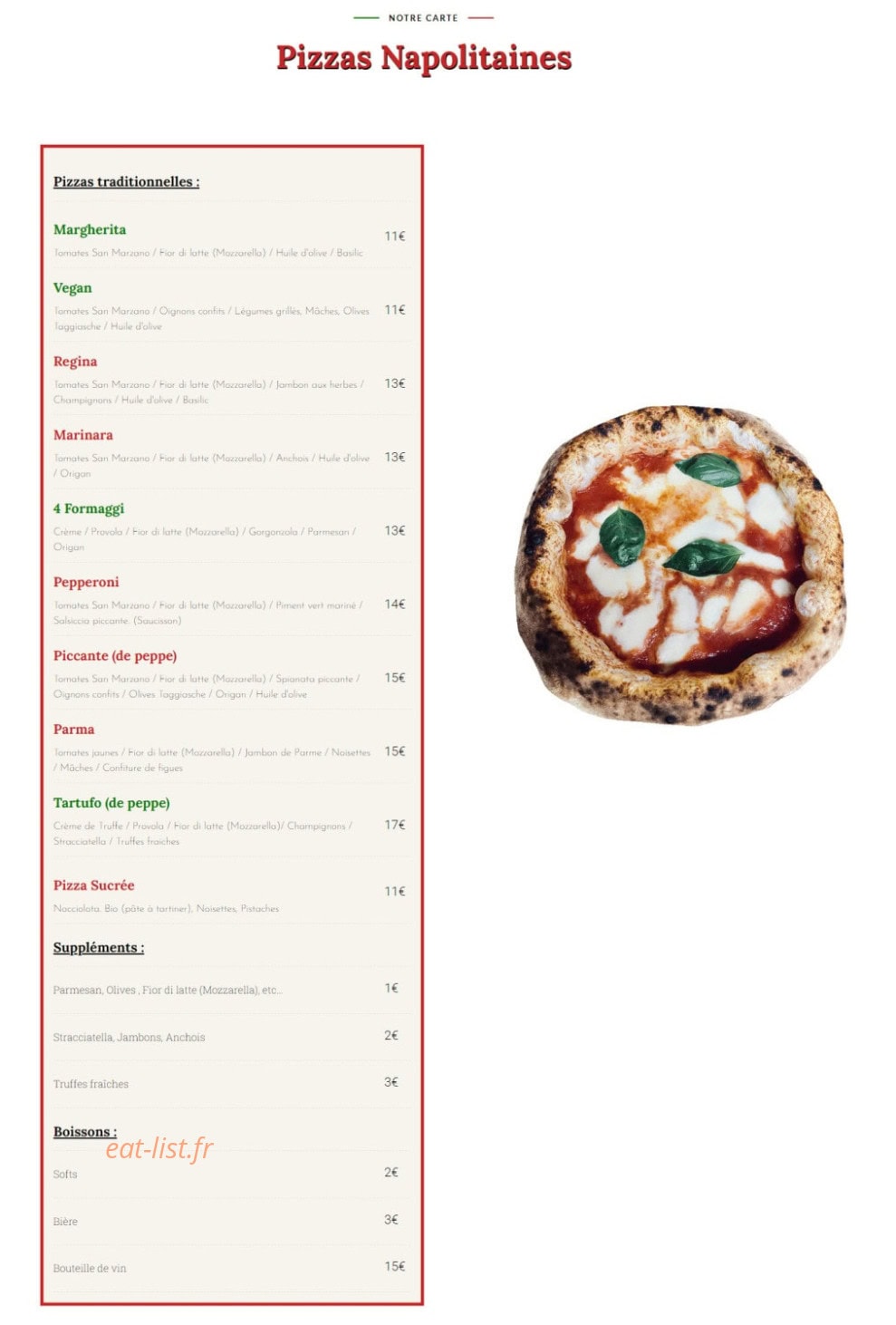 Nonna Pizza Napolitana — carte page 1