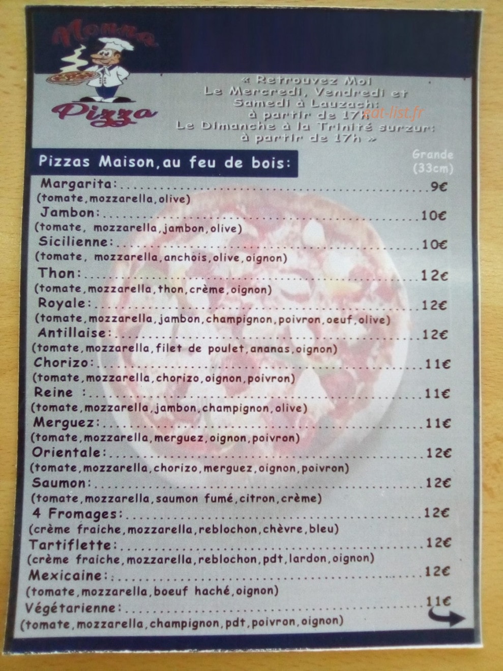 Nonna Pizza — carte page 1