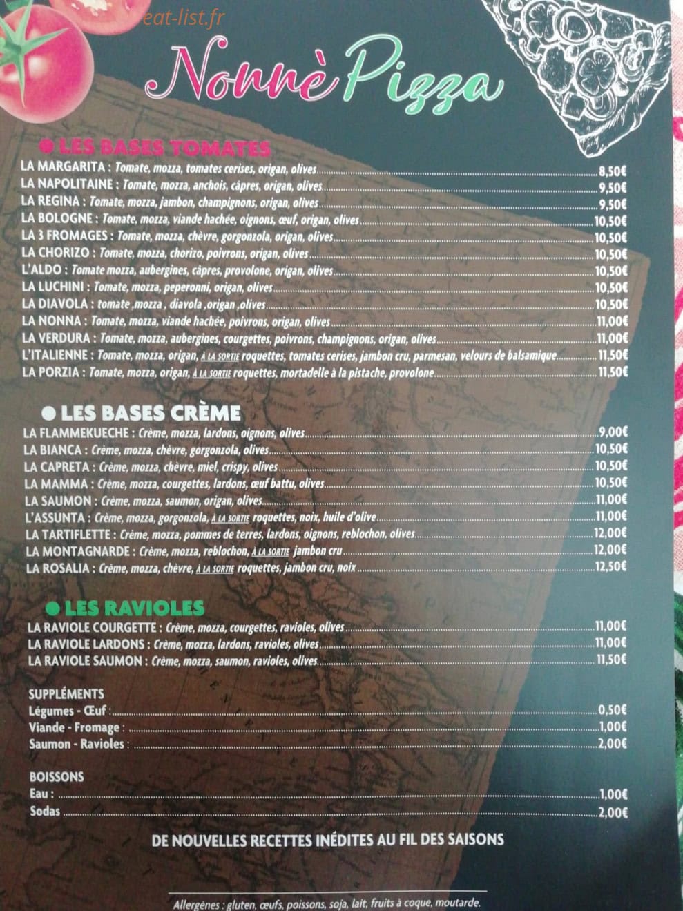 Nonnè Pizza — carte page 1