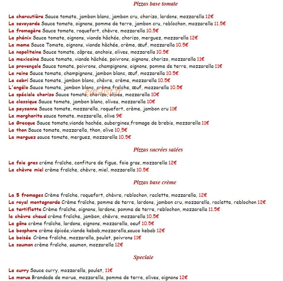 Nostrapizza — carte page 1