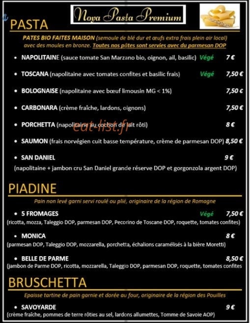 Noya Pasta Premium — carte page 2