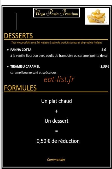 Noya Pasta Premium — carte page 1