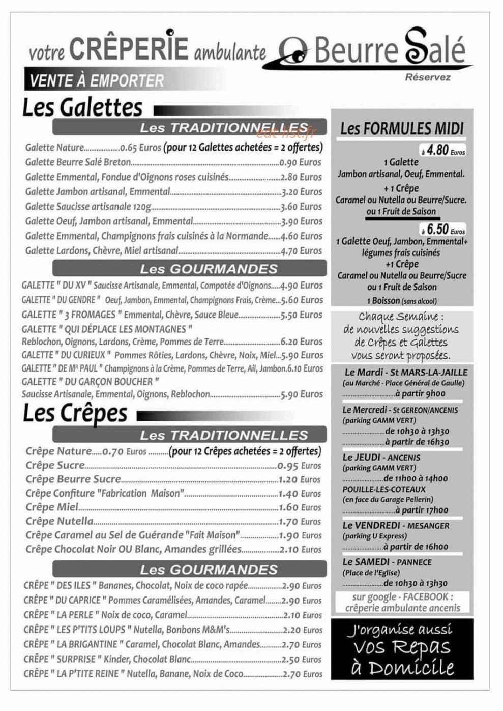 O Beurre Salé — carte page 1