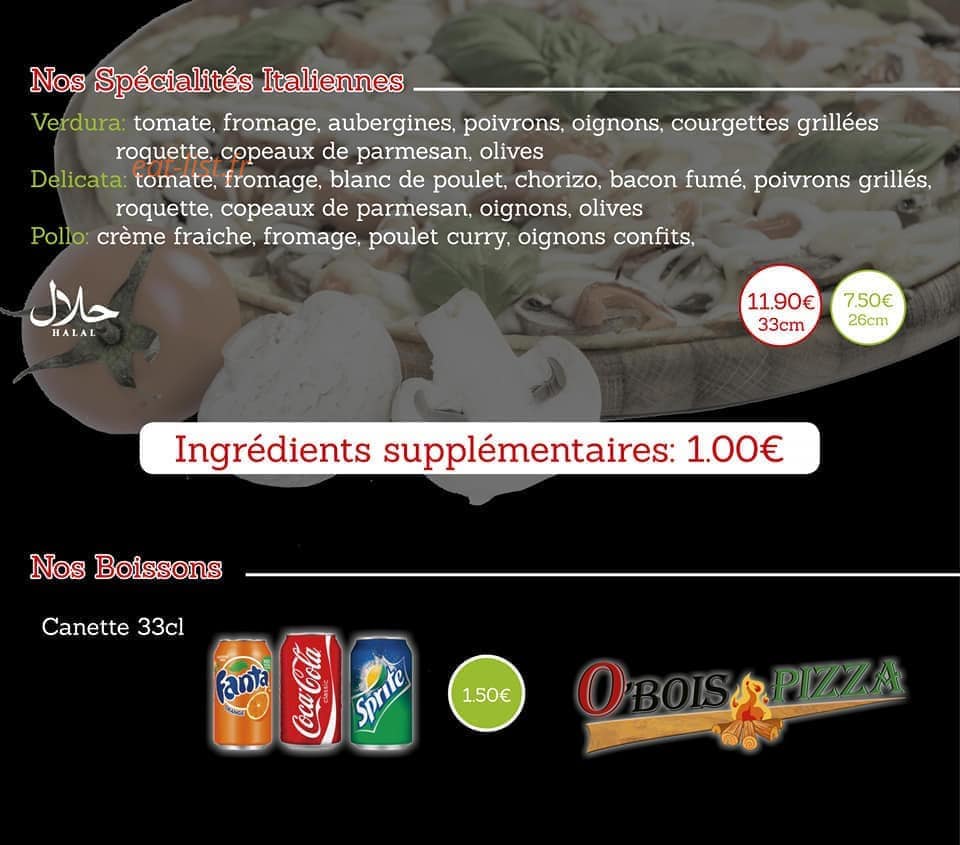 O'bois pizza — carte page 2