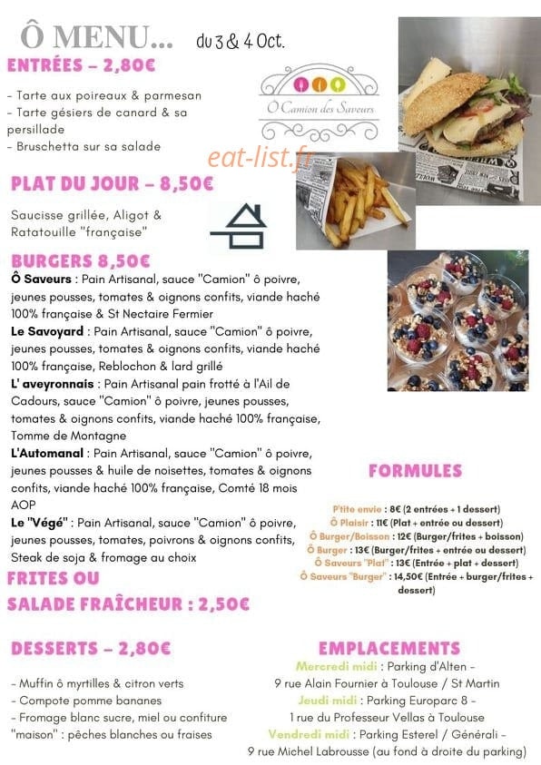 Ô Camion des Saveurs — carte page 1