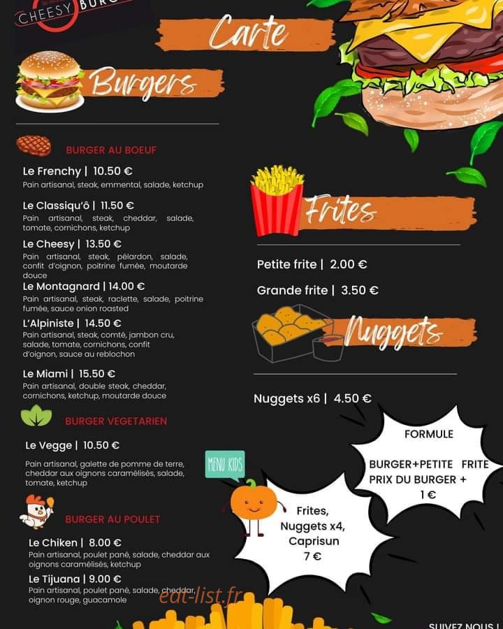 ô cheesy burger — carte page 1