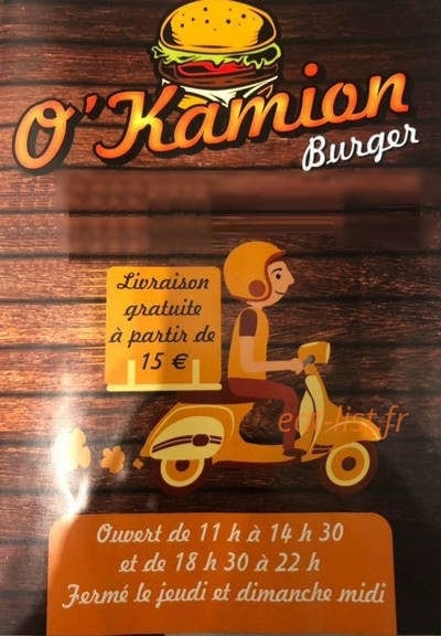 O'Kamion burger — carte page 1