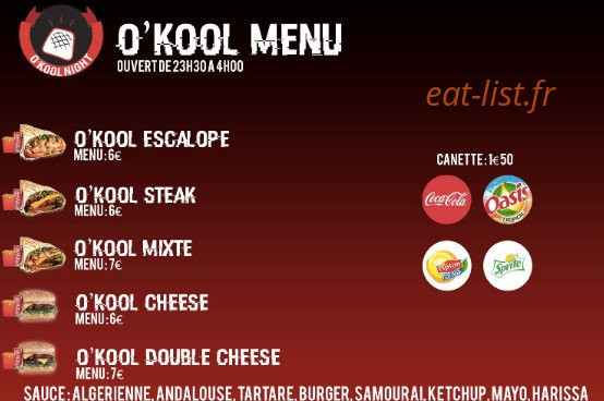 O'Kool Night — carte page 1
